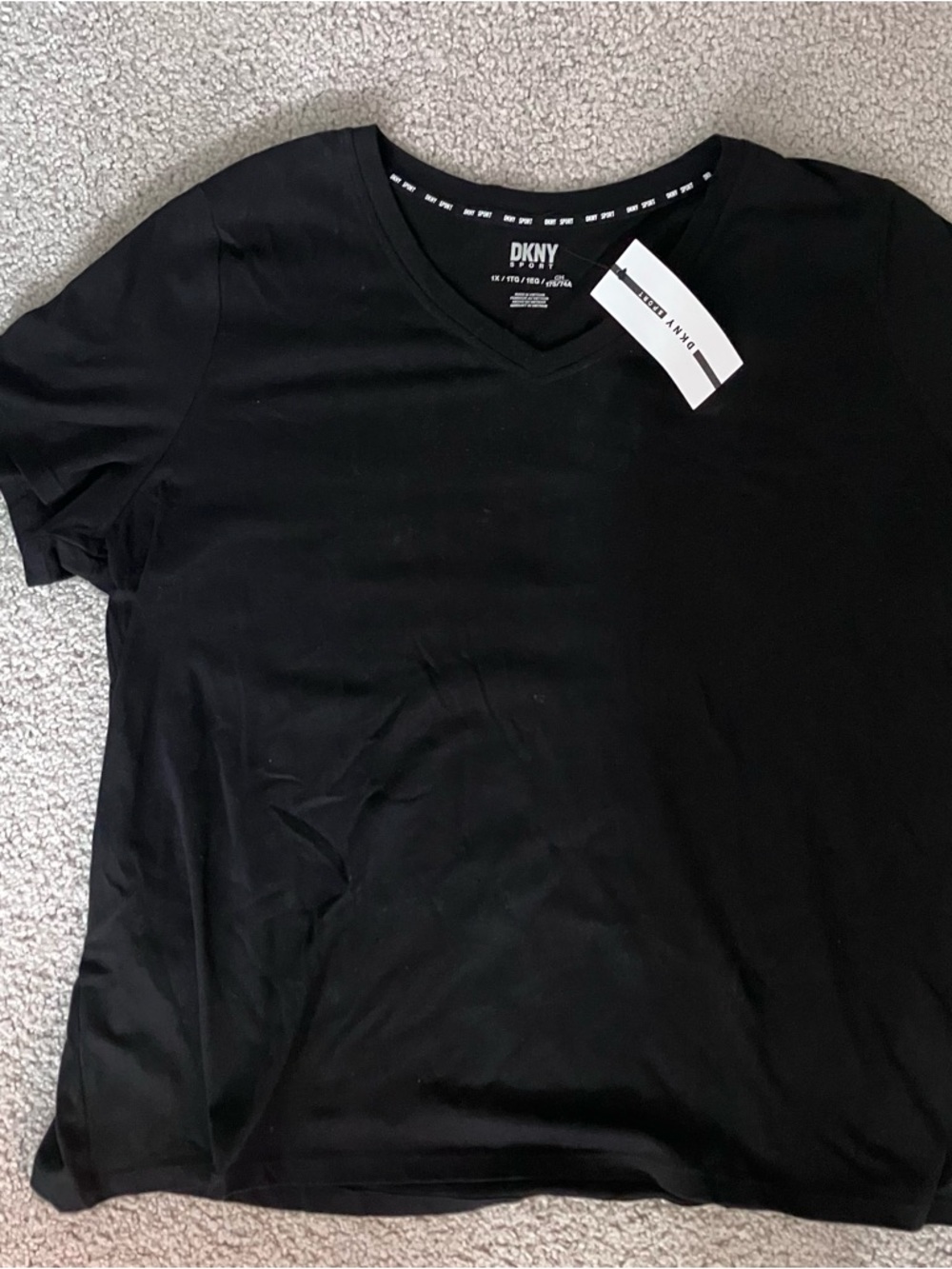 DKNY Black V-Neck Short Sleeve Tee